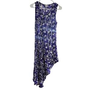 SITA Purple Tie Dye Asymmetrical Hem Sleeveless Maxi Dress Button Front Unitalla